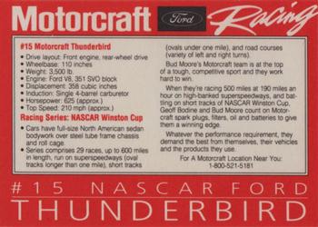 1992 Motorcraft #NNO #15 Ford Thunderbird Back