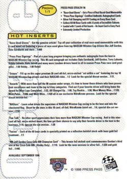 1998 Press Pass Stealth #P1 Jeff Gordon Back