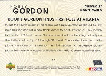 1997 Upper Deck Diamond Vision #15 Robby Gordon Back
