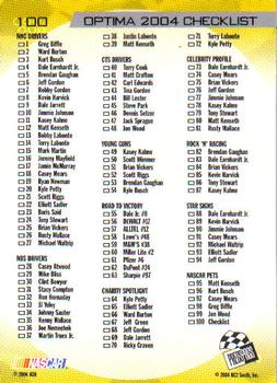 2004 Press Pass Optima #100 Jeff Gordon Back