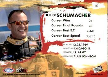 2005 Press Pass NHRA #10 Tony Schumacher Back