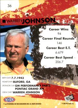 2005 Press Pass NHRA #36 Warren Johnson Back