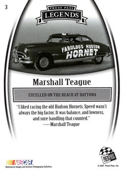 2007 Press Pass Legends #3 Marshall Teague Back