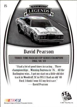 2007 Press Pass Legends #15 David Pearson Back
