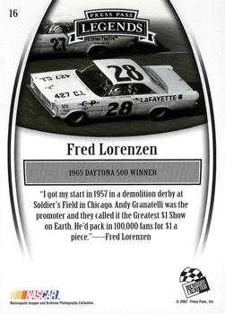 2007 Press Pass Legends #16 Fred Lorenzen Back