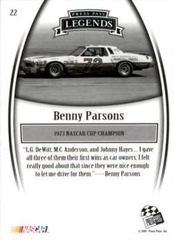 2007 Press Pass Legends #22 Benny Parsons Back