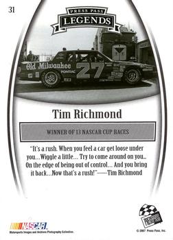 2007 Press Pass Legends #31 Tim Richmond Back