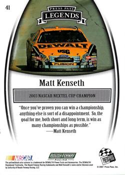 2007 Press Pass Legends #41 Matt Kenseth Back