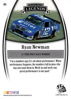 2007 Press Pass Legends #46 Ryan Newman Back
