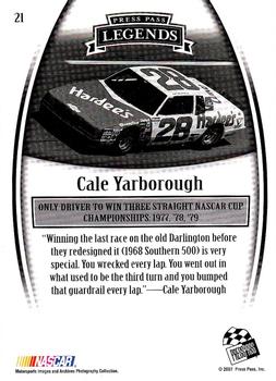 2007 Press Pass Legends #21 Cale Yarborough Back