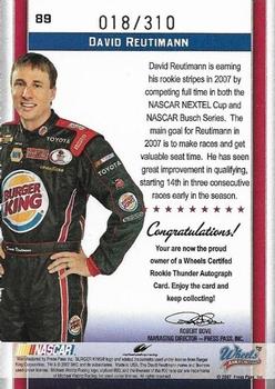 2007 Wheels American Thunder #89 David Reutimann Back