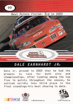 2008 Press Pass #99 Dale Earnhardt Jr. / Best Finish Back