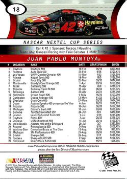 2008 Press Pass #18 Juan Pablo Montoya Back