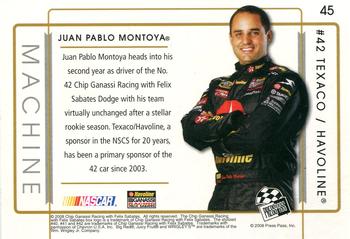 2008 Press Pass Premium #45 Juan Pablo Montoya's Car Back