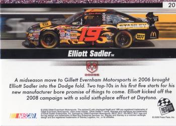 2008 Press Pass Speedway #20 Elliott Sadler Back