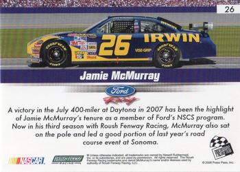2008 Press Pass Speedway #26 Jamie McMurray Back