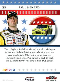 2008 Wheels American Thunder #23 Paul Menard Back