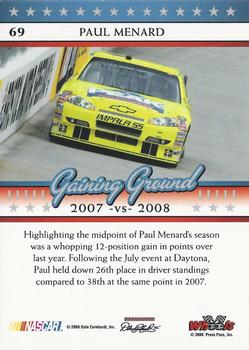 2008 Wheels American Thunder #69 Paul Menard Back