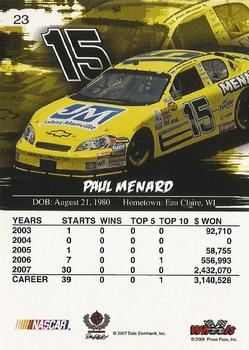 2008 Wheels High Gear #23 Paul Menard Back
