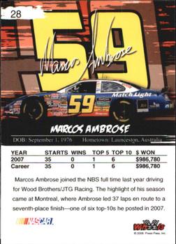 2008 Wheels High Gear #28 Marcos Ambrose Back