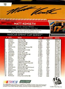 2009 Press Pass #12 Matt Kenseth Back