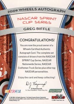 2009 Wheels Element - Wheels Autographs #NNO Greg Biffle Back