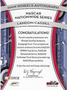 2009 Wheels Element - Wheels Autographs #NNO Landon Cassill Back