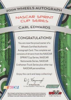 2009 Wheels Element - Wheels Autographs #NNO Carl Edwards Back