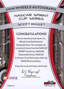 2009 Wheels Element - Wheels Autographs #NNO Scott Riggs Back