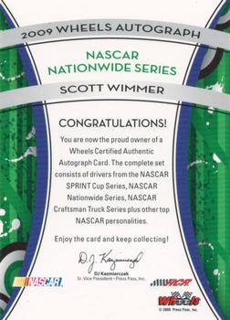 2009 Wheels Element - Wheels Autographs #NNO Scott Wimmer Back