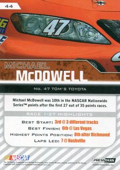 2010 Press Pass #44 Michael McDowell Back