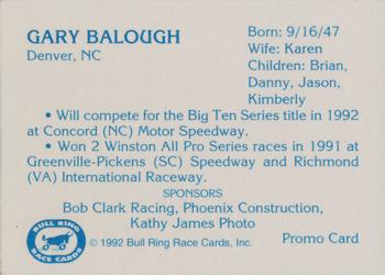 1992 Bull Ring - Promos #NNO Gary Balough Back