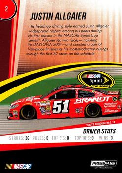 2015 Press Pass Cup Chase #2 Justin Allgaier Back
