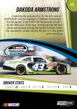 2015 Press Pass Cup Chase #40 Dakoda Armstrong Back