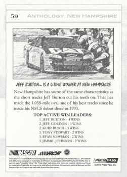 2010 Press Pass Eclipse #59 Jeff Burton New Hampshire Back