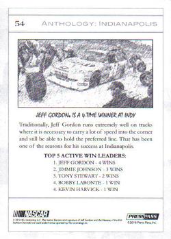 2010 Press Pass Eclipse #54 Jeff Gordon Indianapolis Back
