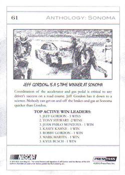 2010 Press Pass Eclipse #61 Jeff Gordon Sonoma Back