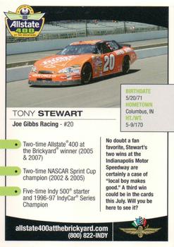 2008 Indianapolis Motor Speedway #NNO Tony Stewart Back