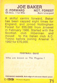 1968-69 A&BC Chewing Gum #71 Joe Baker Back