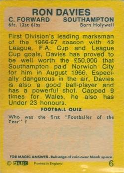 1968-69 A&BC Chewing Gum #6 Ron Davies Back