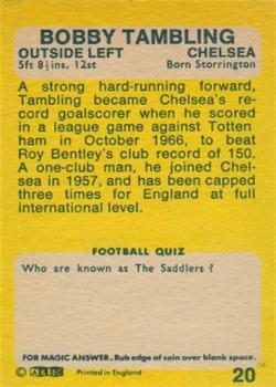 1968-69 A&BC Chewing Gum #20 Bobby Tambling Back
