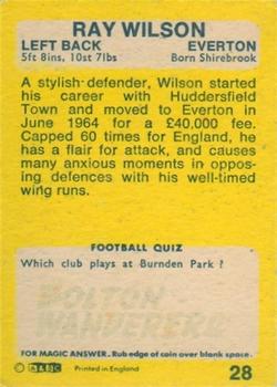 1968-69 A&BC Chewing Gum #28 Ray Wilson Back