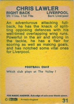 1968-69 A&BC Chewing Gum #31 Chris Lawler Back