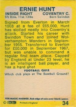 1968-69 A&BC Chewing Gum #34 Ernie Hunt Back