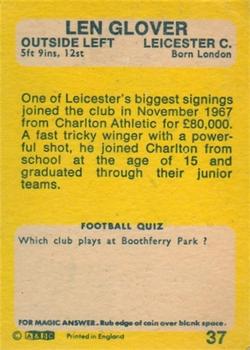 1968-69 A&BC Chewing Gum #37 Len Glover Back
