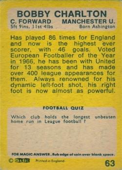 1968-69 A&BC Chewing Gum #63 Bobby Charlton Back