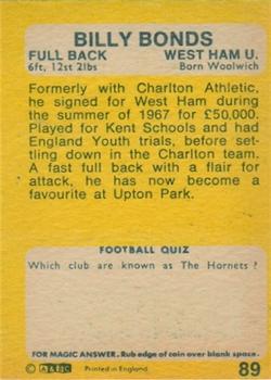 1968-69 A&BC Chewing Gum #89 Billy Bonds Back