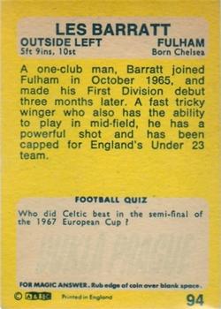 1968-69 A&BC Chewing Gum #94 Les Barrett Back