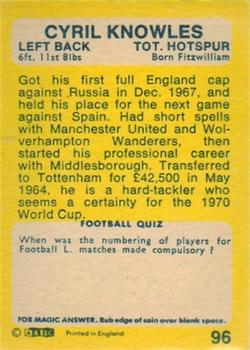 1968-69 A&BC Chewing Gum #96 Cyril Knowles Back