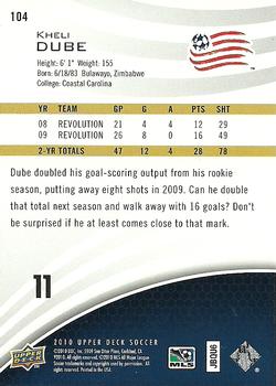 2010 Upper Deck MLS #104 Kheli Dube Back
